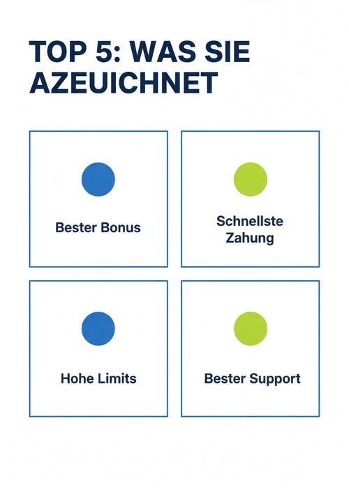 Was die Top 5 Giropay-Casinos auszeichnet: bester Bonus, schnellste Zahlung, hohe Limits und bester Support.